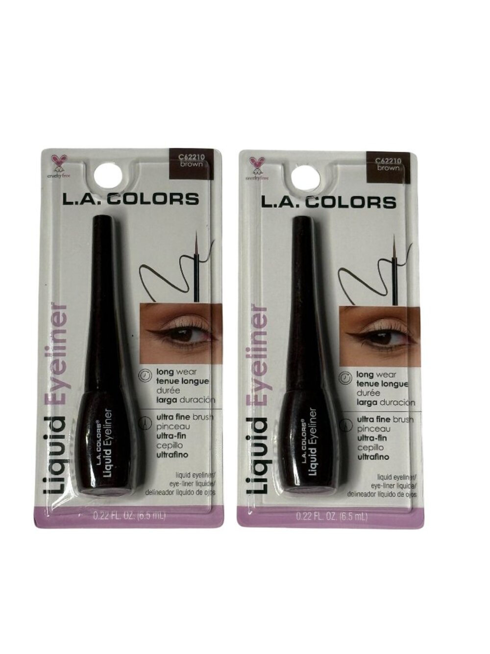 LA Colors Liquid Eyeliner Brown C62210 Long Wear 2 Pack New